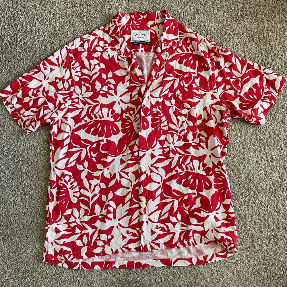 Portuguese Flannel Hawaiian 100% Viscose Button Down Short Sleeve Shirt